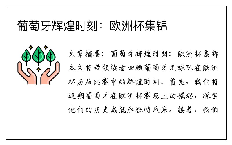 葡萄牙辉煌时刻：欧洲杯集锦
